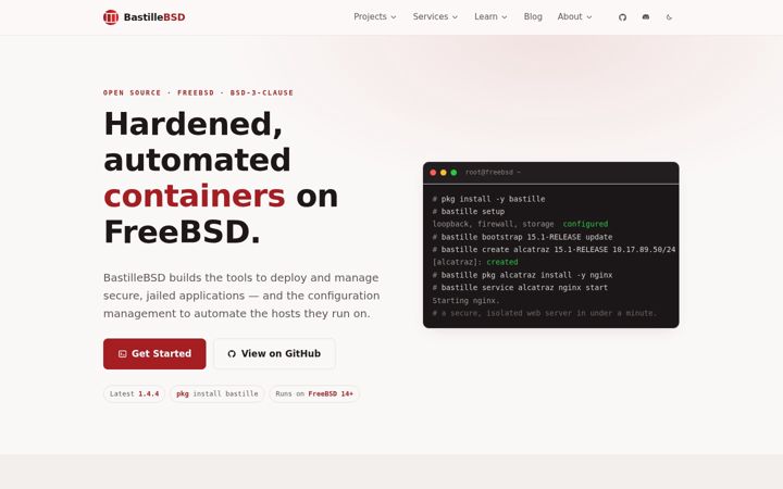 Screenshot of bastillebsd.org