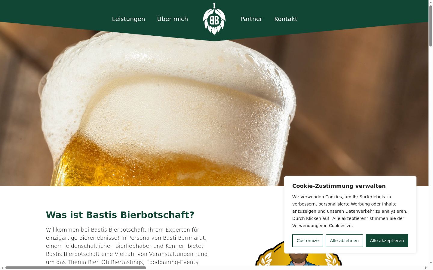 Screenshot des Einwilligungsbanners vor jeglicher Interaktion