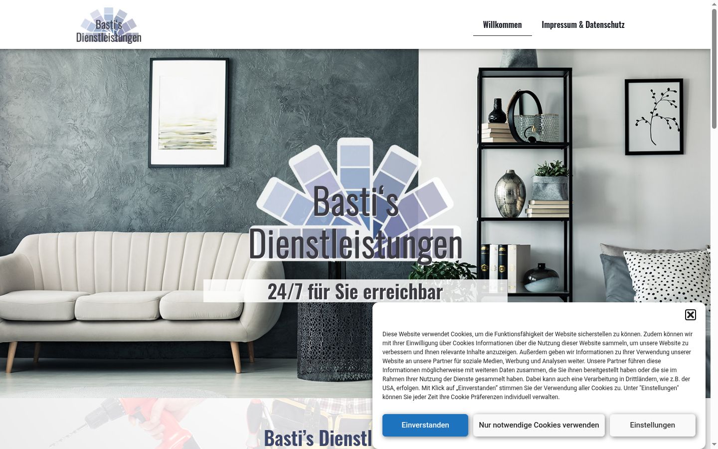 Screenshot des Einwilligungsbanners vor jeglicher Interaktion