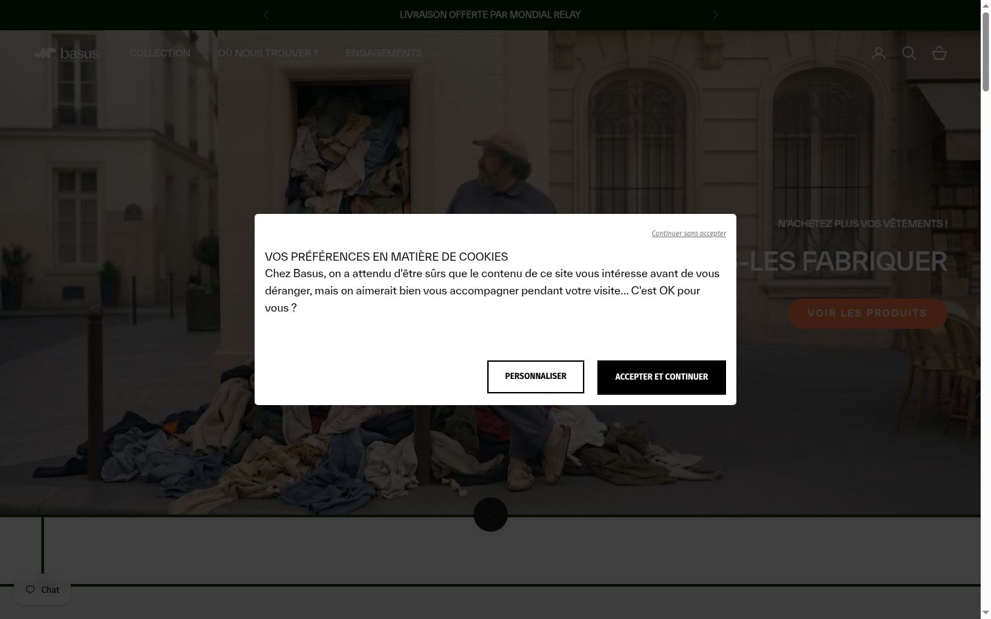 Capture d'écran de la bannière de consentement affichée avant toute interaction