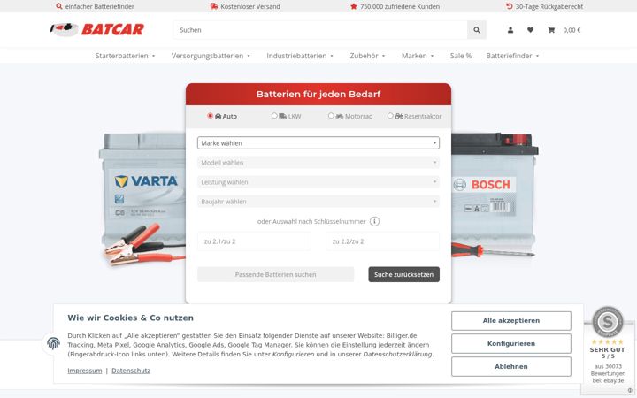 Screenshot of batcar.de