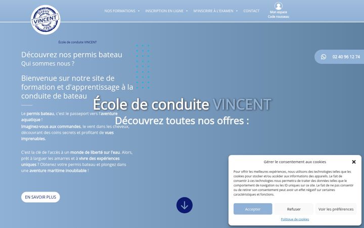 Screenshot of bateauecolevincent.com