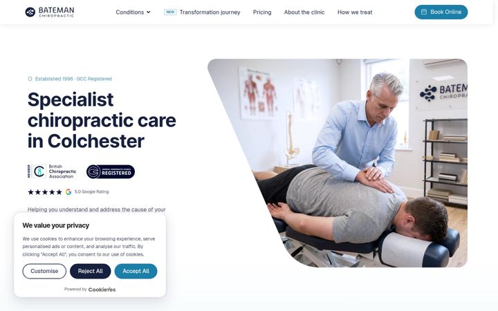Captura de pantalla de batemanchiropractic.co.uk