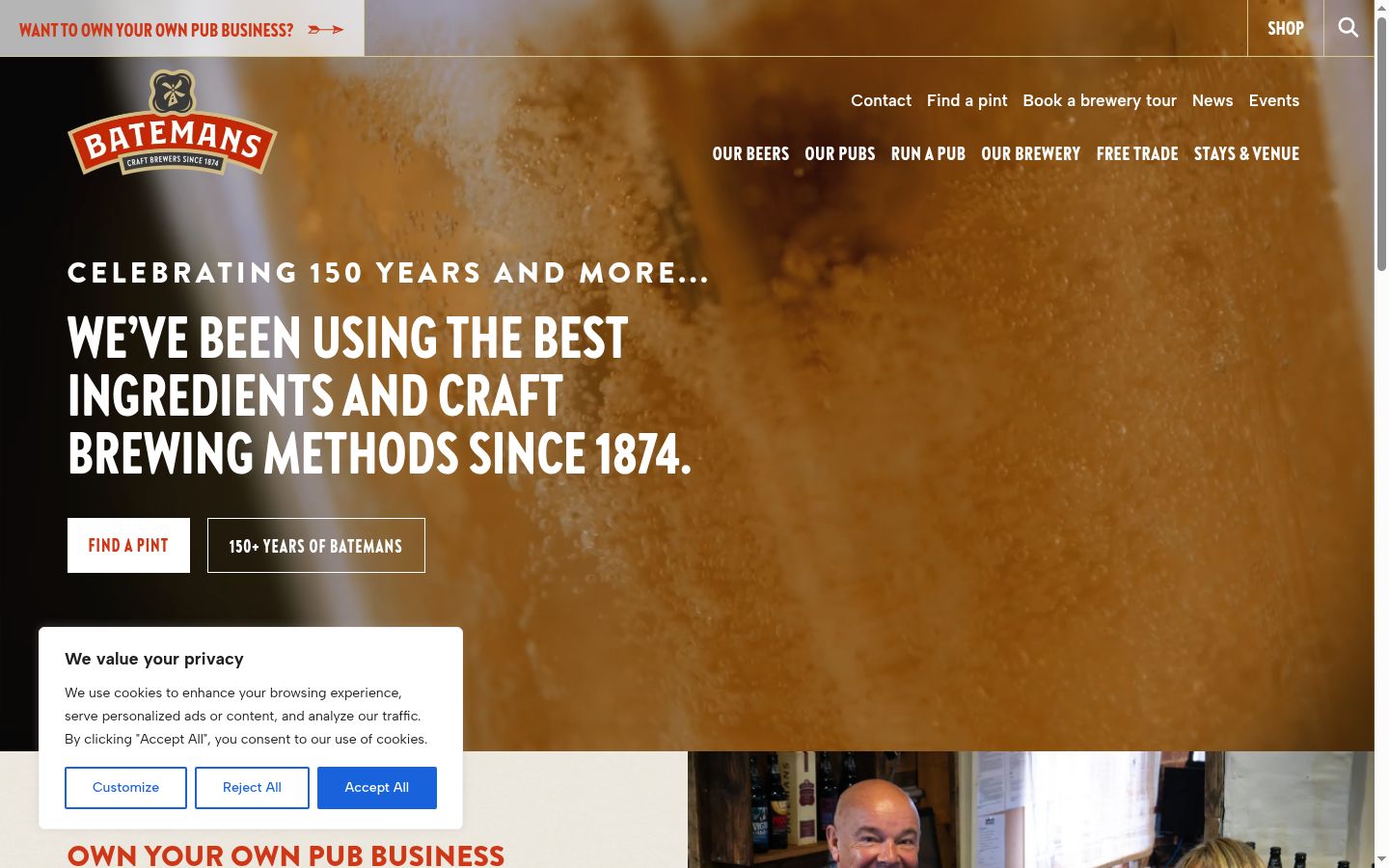 Screenshot del banner di consenso mostrato prima di qualsiasi interazione