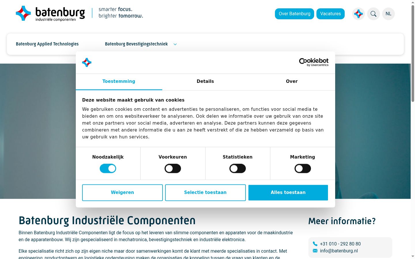 Captura de pantalla del banner de consentimiento mostrado antes de cualquier interacción