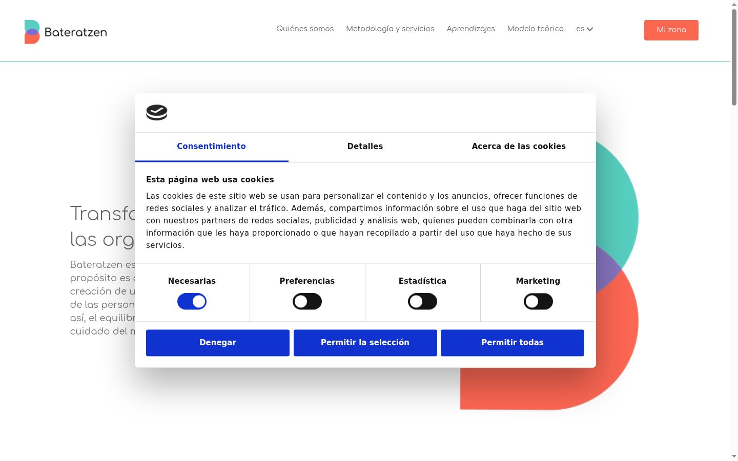 Screenshot del banner di consenso mostrato prima di qualsiasi interazione