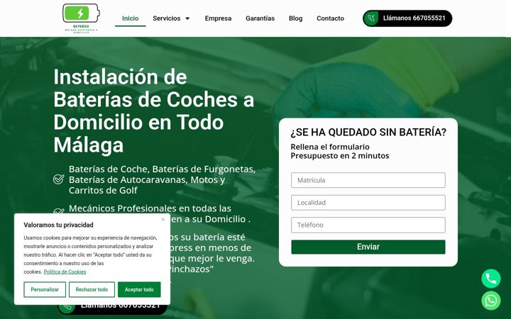 Screenshot of bateriasdecocheadomicilioenmalaga.com