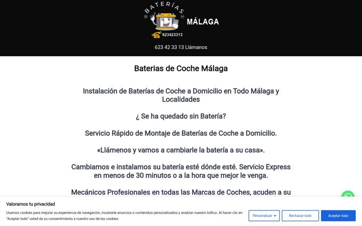 Screenshot of bateriasdelcochemalaga.com