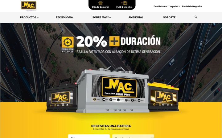 Screenshot of bateriasmac.com