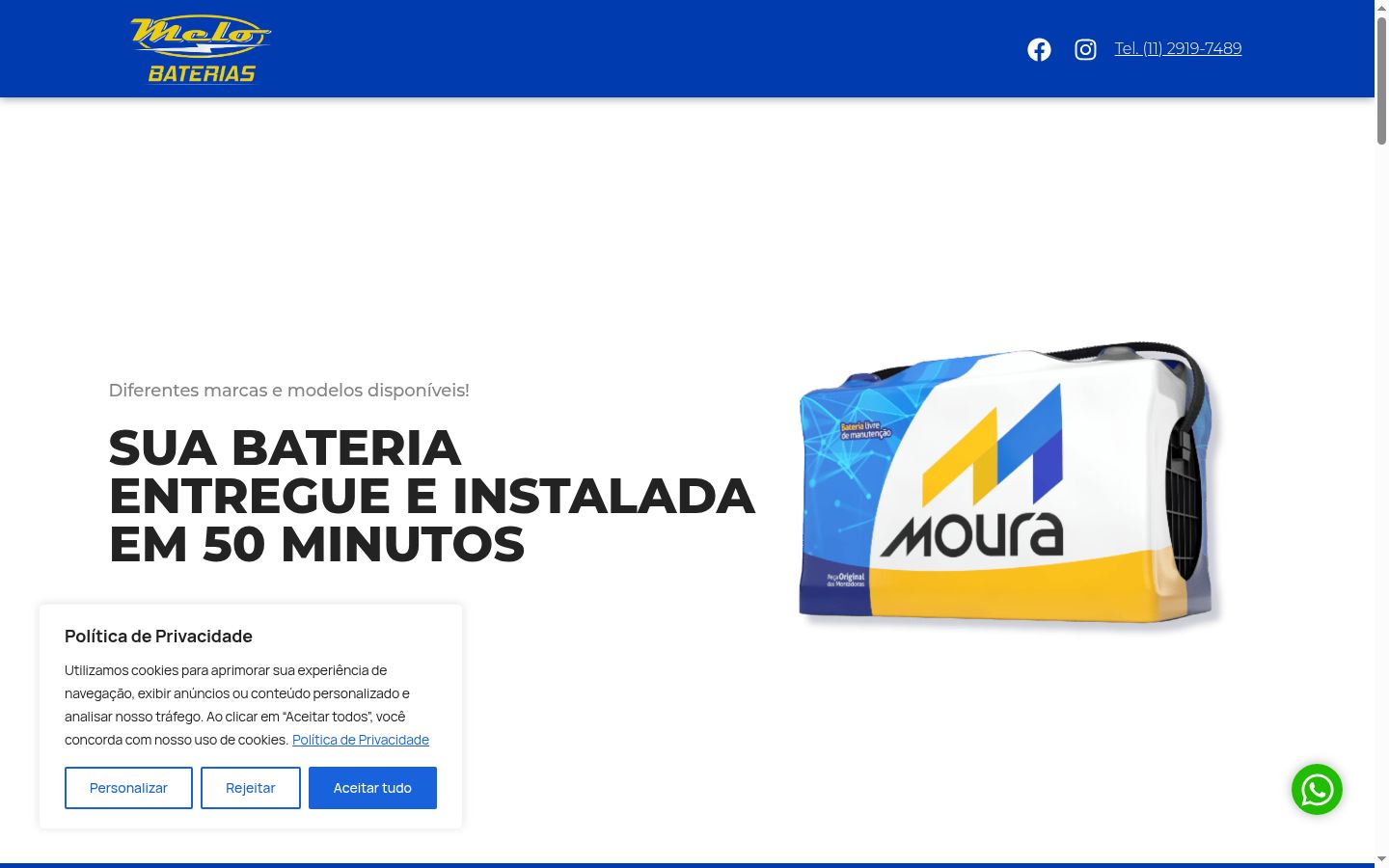 Screenshot del banner di consenso mostrato prima di qualsiasi interazione