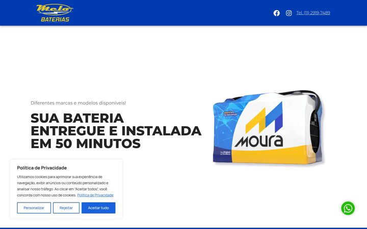 Screenshot of bateriasmelo.com.br