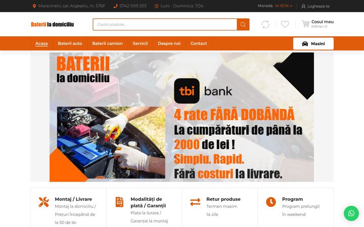 Screenshot of bateriiladomiciliu.ro