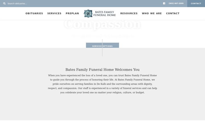 Screenshot of batesfamilyfuneralhome.com