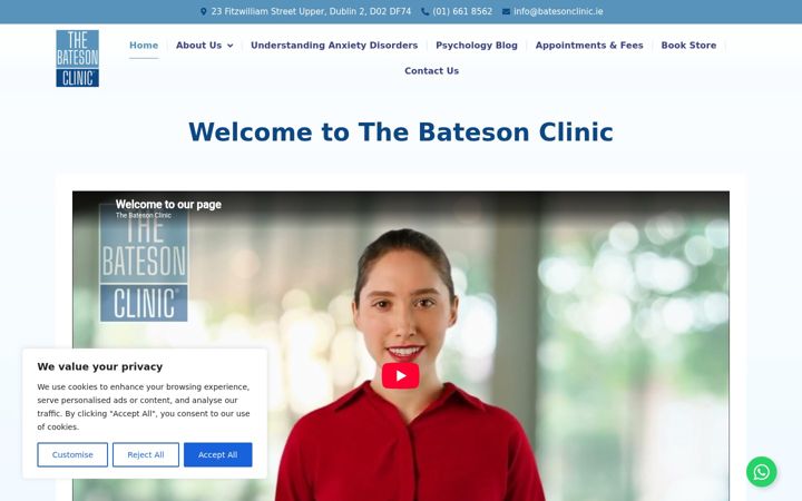 Captură de ecran a batesonclinic.ie