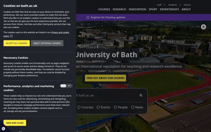 Screenshot ta' bath.ac.uk