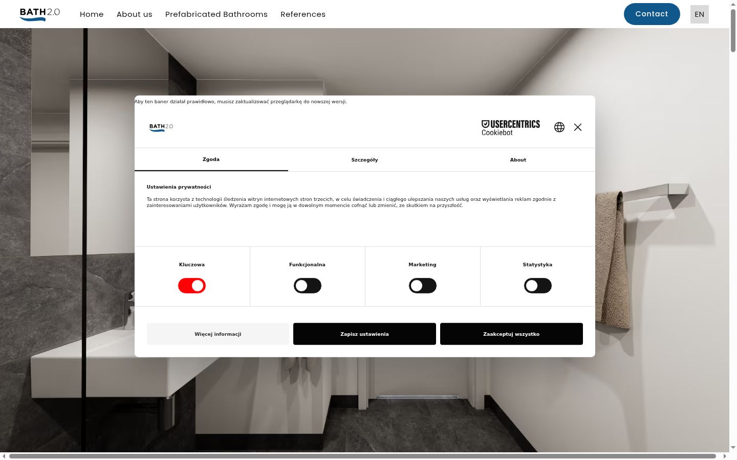 Screenshot del banner di consenso mostrato prima di qualsiasi interazione
