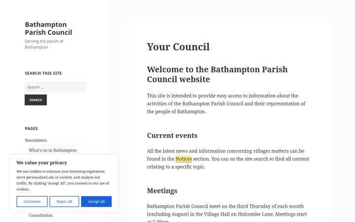 Screenshot of bathamptonparishcouncil.org.uk