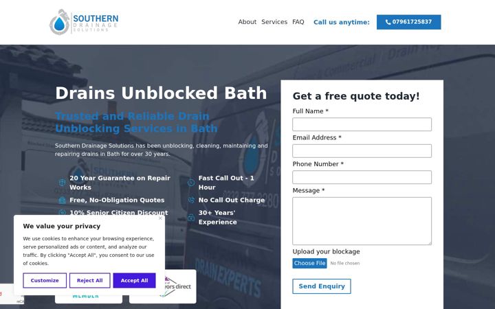 Screenshot of bathdrainunblocking.uk