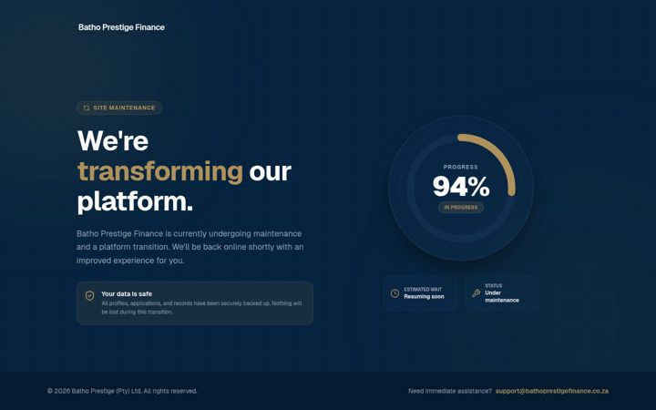 Screenshot di bathoprestigefinance.co.za