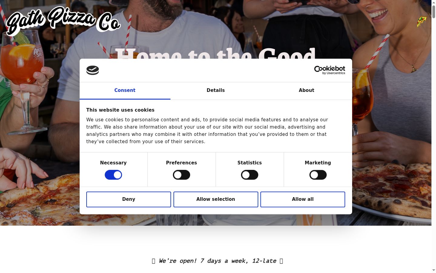 Screenshot of the consent banner shown before any interaction
