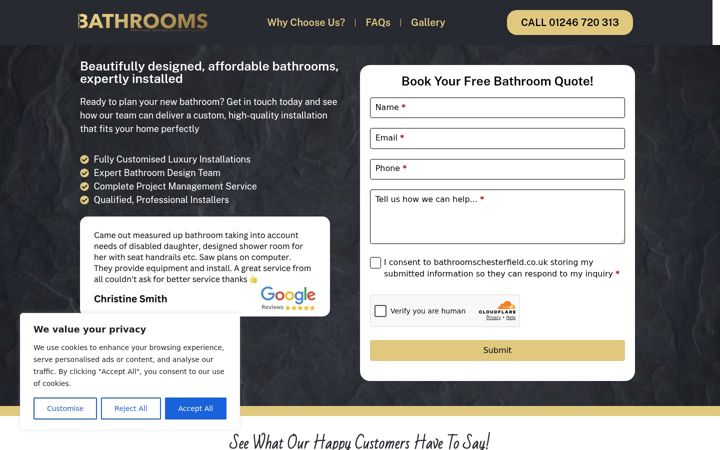 Screenshot of bathroomschesterfield.co.uk