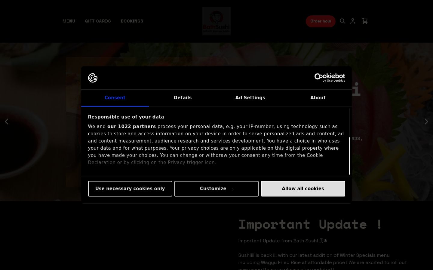 Screenshot tal-banner tal-kunsens muri qabel kwalunkwe interazzjoni