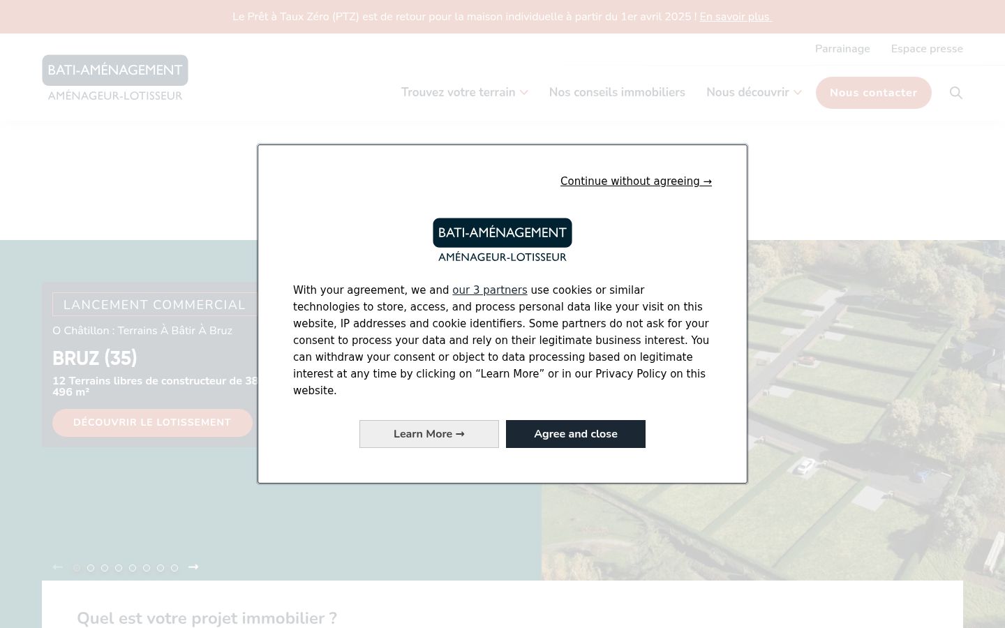 Screenshot of the consent banner shown before any interaction