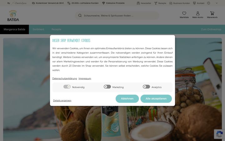 Screenshot of batida.de