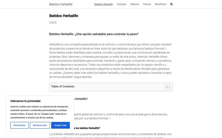 Screenshot of batidosherbalife.com