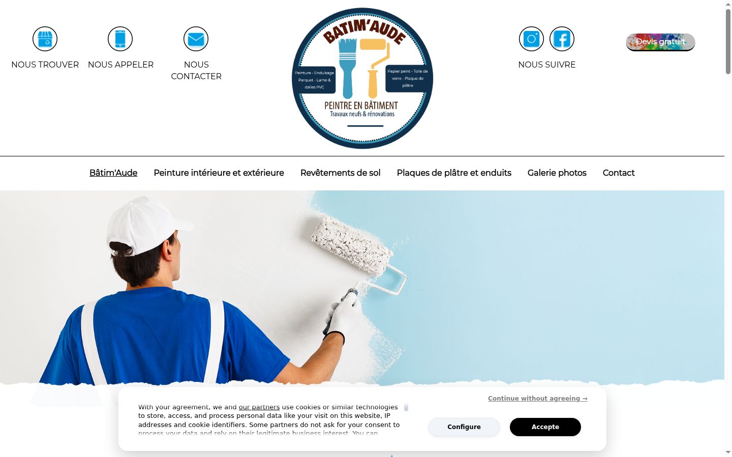 Captura de ecrã do banner de consentimento apresentado antes de qualquer interação