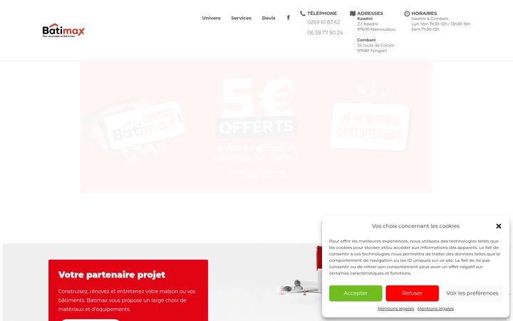 Screenshot of batimax-mayotte.com