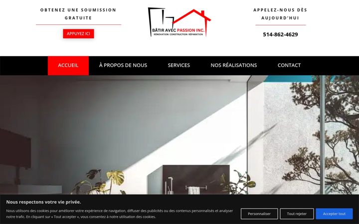 Screenshot of batiravecpassion.ca