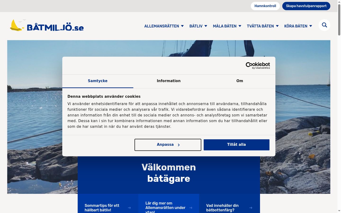 Screenshot des Einwilligungsbanners vor jeglicher Interaktion