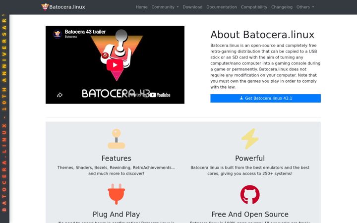 Screenshot of batocera.org