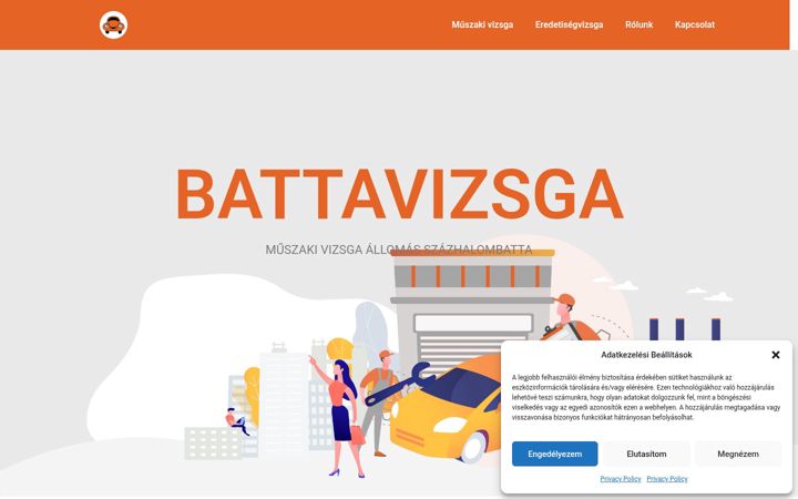 Screenshot of battavizsga.hu