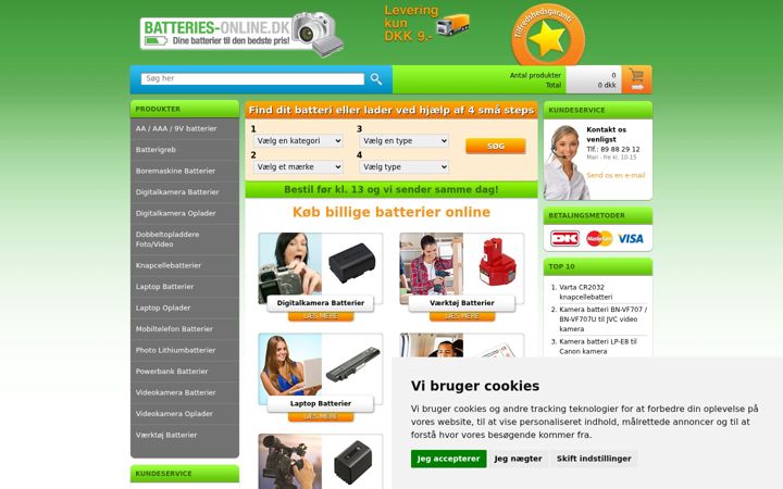 Screenshot of batteries-online.dk