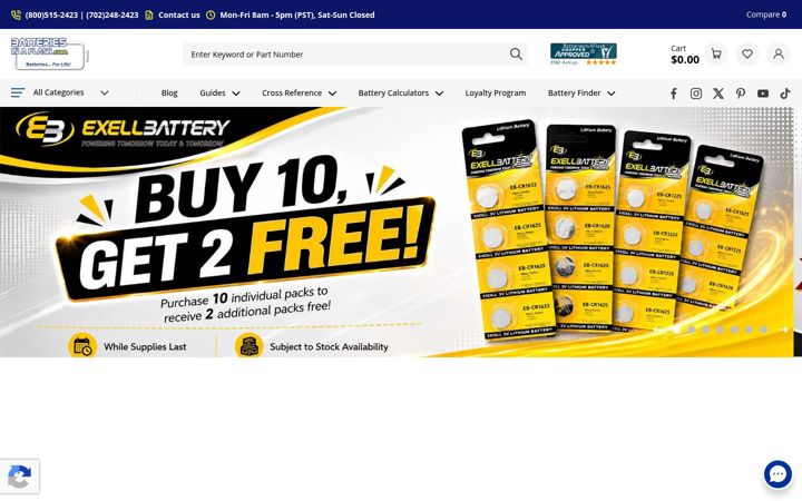 Screenshot of batteriesinaflash.com