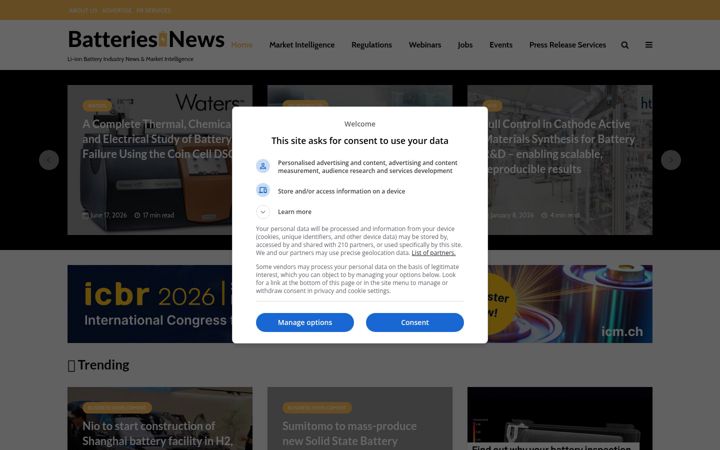 Screenshot of batteriesnews.com