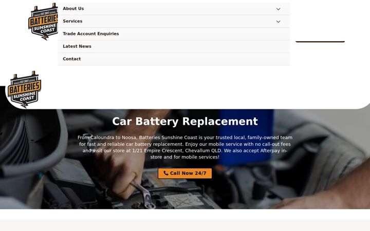 Screenshot of batteriessunshinecoast.com.au