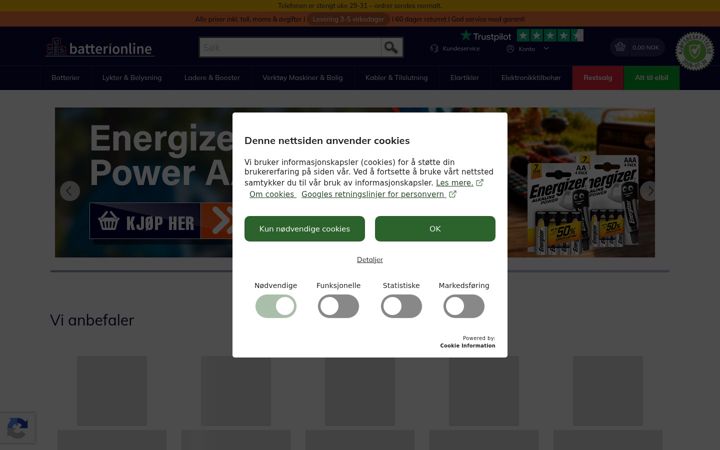 Screenshot of batterionline.no