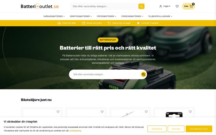 Captură de ecran a batterioutlet.se