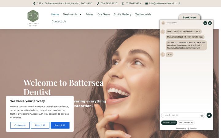 Screenshot of battersea-dentist.co.uk