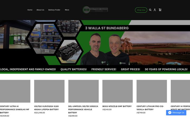 Skjámynd af batterybarn.com.au