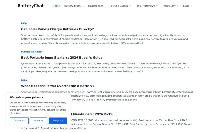 Screenshot of batterychat.com
