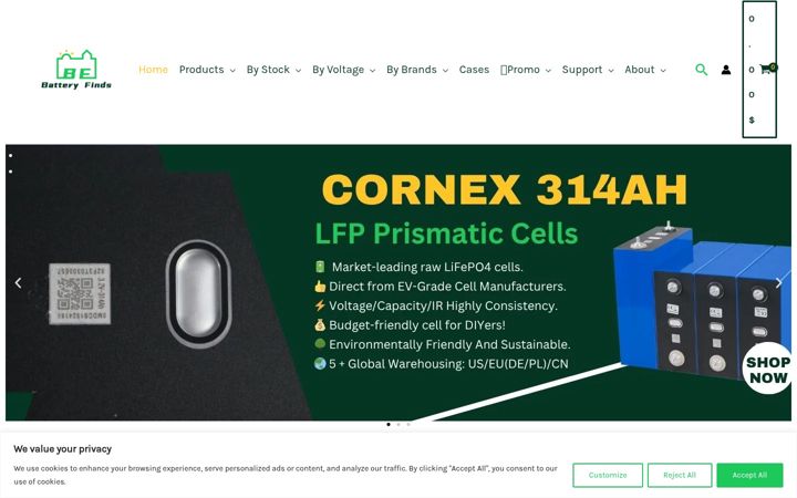 Screenshot of batteryfinds.com
