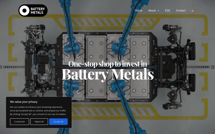 Екранна снимка на batterymetals.ch