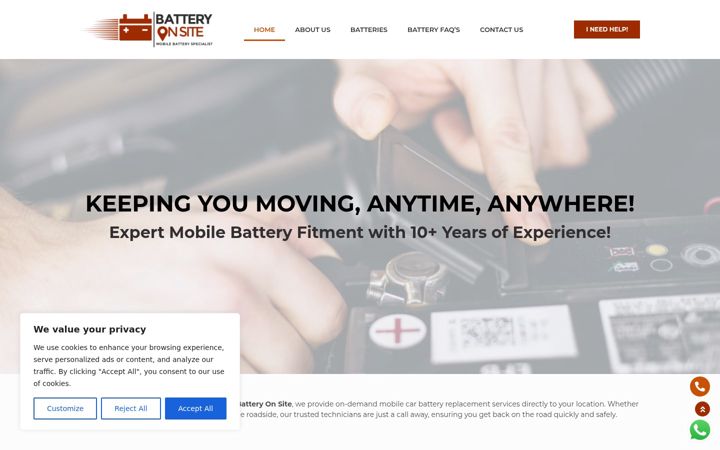Screenshot di batteryonsite.co.za