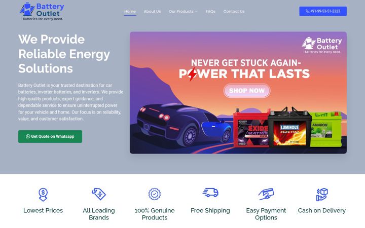 Screenshot of batteryoutlet.in