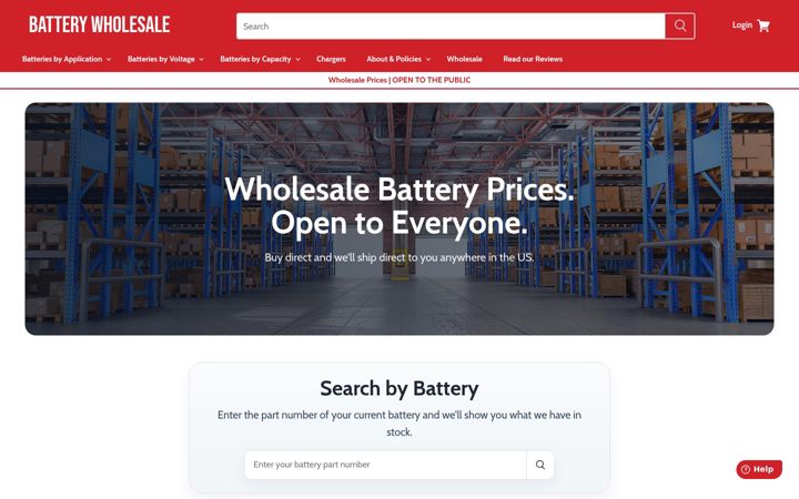 Screenshot of batterywholesale.com