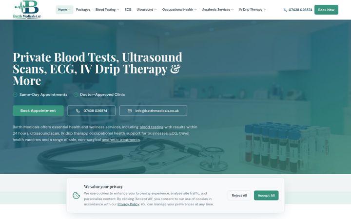 Screenshot of batthmedicals.co.uk